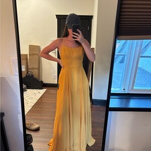 Lulu's Yellow Spaghetti Strap Maxi Sundress